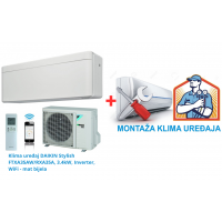 Klima uređaj DAIKIN Stylish FTXA35AW/RXA35A, 3.4kW, Inverter, WiFi - mat bijela SA MONTAŽOM